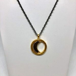 Satya Gunmetal & Gold Moon Pendant Necklace